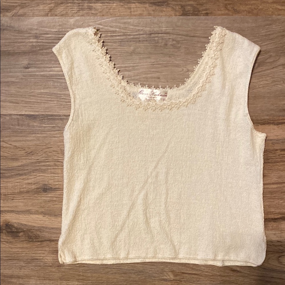 Vintage Oscar Hackman Ivory Cropped Square Tank